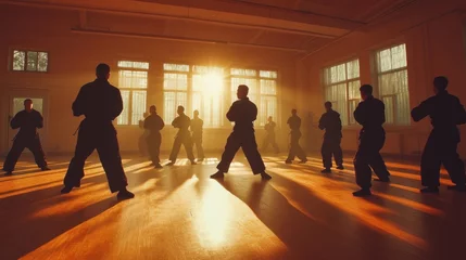 Fototapete Martial arts class training sunrise gym © Luxetify