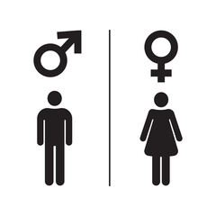 male and female gender symbols in black silhouette, Gender Symbol Vector Illustration. 
