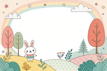Obraz premium cute beautiful cartoon with simple shape illustration background