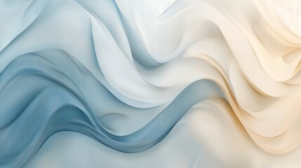 Obraz premium Elegant abstract wave patterns in soft blue and beige tones
