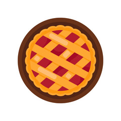 Cherry pie icon. Traditional baked dessert vector illustration.