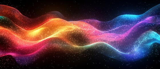 Obraz premium light spectrum pulses through surreal, glowing digital art visuals., Generative AI