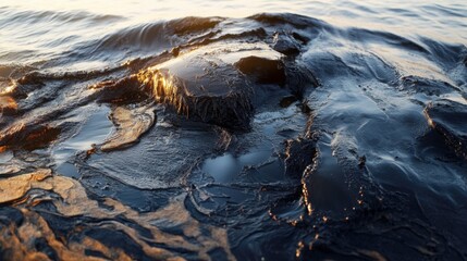 Obraz premium Sunset Over Waves by Rocky Shoreline