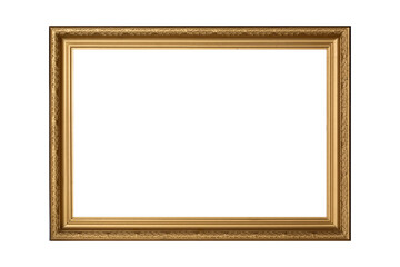 Vintage old retro wooden golden frame isolated on white.