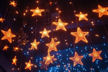 Stars hotel background. Universe star pattern with glowing stars. Night sky galaxy.