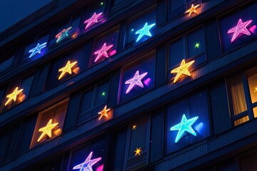 Stars hotel background. Universe star pattern with glowing stars. Night sky galaxy.