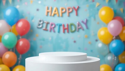 White Tabletop Showcase with Vibrant Birthday Party Atmosphere