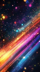 Obraz premium Colorful abstract light trail sparkling in dark space with vibrant hues swirling in artistic design
