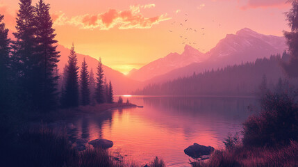 sunrise in the mountains