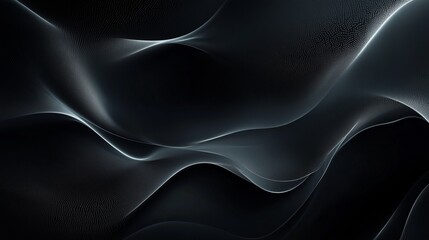 Obraz premium Abstract Flow: Smooth Black Waves with Subtle Highlights in a Dynamic and Elegant Composition