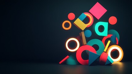 Fototapeta premium Colorful Geometric Shapes Abstract Composition Design