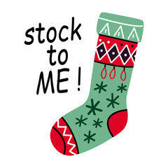 A flat sticker of christmas sock