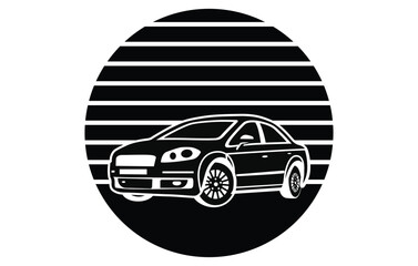 Abstract Classic vintage sports car silhouette vector 
illustration in black and white drawing style on a 
white background,coloring book.