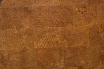 Top view of brown end grain chopping board, acacia end grain chopping board