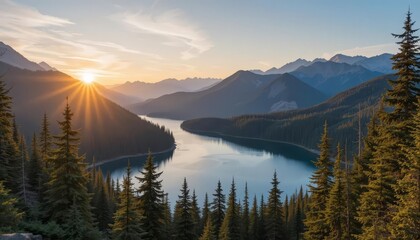 Stunning River Valley View at Sunset