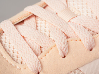 Close-up of colorful shoes laces, perfectly showcasing texture and detail, suitable for footwear and fashion accessories