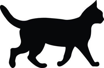 Cat silhouette vector on a white background.