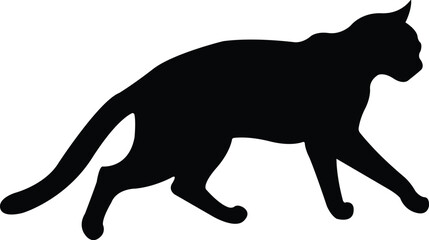 Cat silhouette vector on a white background.