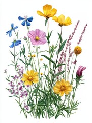 PNG Colorful wildflowers in bloom