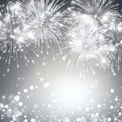 sparkling silver background with delicate fireworks in white