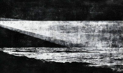 Obraz premium Dramatic black and white seascape; textured, artistic coastal scene with light and shadow, evoking a sense of mystery and tranquility.