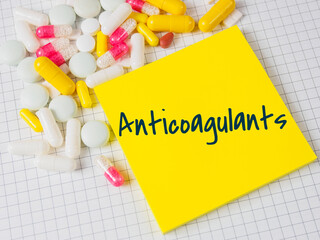 Anticoagulants text of the name of pharmacological drugs