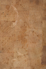 Top view of brown end grain chopping board, acacia end grain chopping board