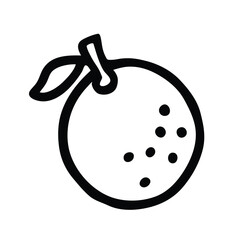 Citrus orange or lemon doodle icon hand drawn with black line in freehand style. Vector illustration isolated on white background