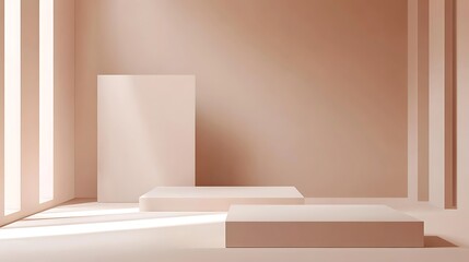 Minimalist Abstract Room Scene With Platforms