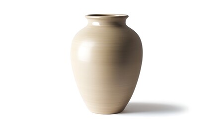 Isolated large ceramic vase with smooth, glossy finish isolated on solid white background.