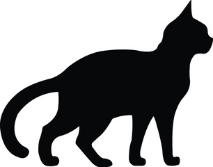 Cat silhouette vector on a white background.