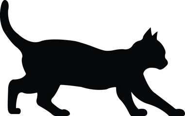 Cat silhouette vector on a white background.