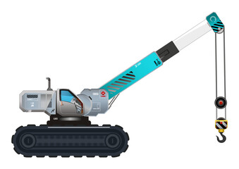 Crane vehicle hook heavy construction service vehicle 3D vector illustration