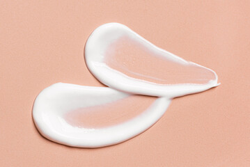Cosmetic cream gel sample on beige