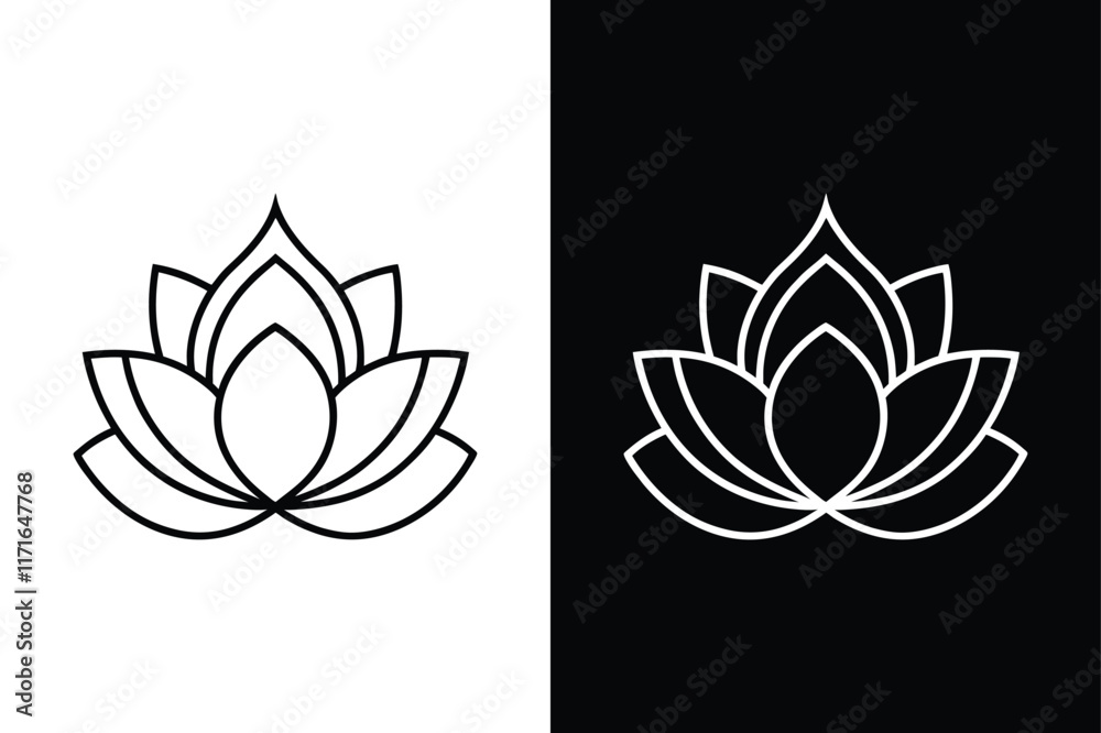 Wall mural lotus flower icon on white background vector art illustration on white background.