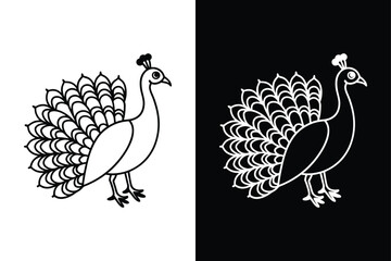 Fototapeta premium Peacock icon vector on White Background ,Vector Art Illustration on white background.