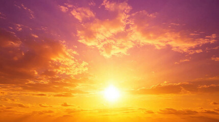 Fototapeta premium Sunset Sky with dramatic clouds background. A breathtaking sunset where the sky fades from deep orange to soft purple