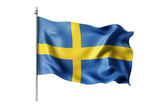 High-Quality Sweden Flag on Transparent Background – Featuring the Iconic Blue Field and Yellow Cross, Perfect for Digital Projects, National Celebrations, Educational Use, or Creative Design Needs. 