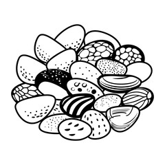A doodle style icon of beach pebbles