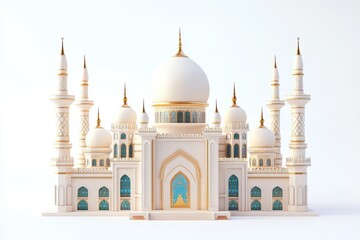 Fototapeta premium 3D Ramadan Kareem Banner Isolated and White Background