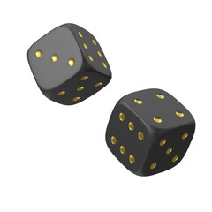 Two 3D dice shown from different angles on a white background. Ideal for casino, games, and luck-related designs.