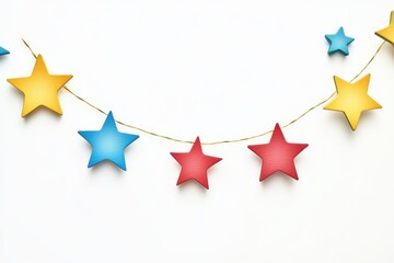 Fototapeta premium 3D Ramadan Star Garland Isolated and White Background