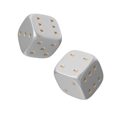 Two 3D dice shown from different angles on a white background. Ideal for casino, games, and luck-related designs.