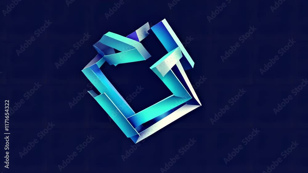 Poster Colorful abstract design with geometric shapes glowing against a dark background showcasing modern digital logo intro animation