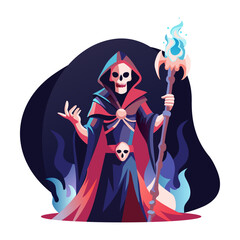 Necromancer character flat style illustration