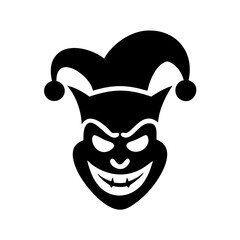 Create a jester with a sinister grin mascot logo.