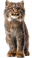 Manul isolated on white background, use for wildlife and animal themes