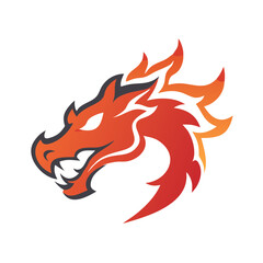Design a fiery dragon head mascot logo.
