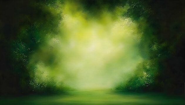 Serene green forest clearing, soft light, dreamy, ethereal, peaceful landscape. Ideal for meditation, nature, and tranquility themes.