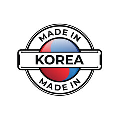 Made in Korea label icon emblem isolated on white background
